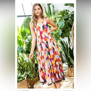 THML Colorful Sleeveless Maxi Dress size Small